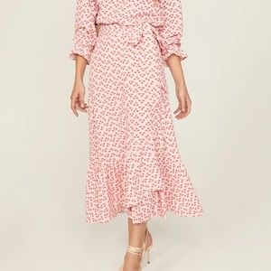 Hill House Mirabel Midi Wrap Skirt Pink Floral